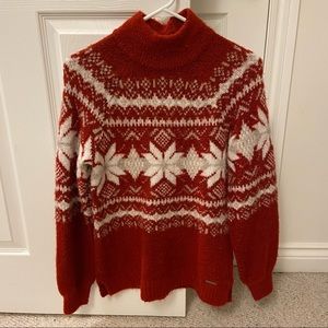 Abercrombie Fitch Red Snowflake Sweater 